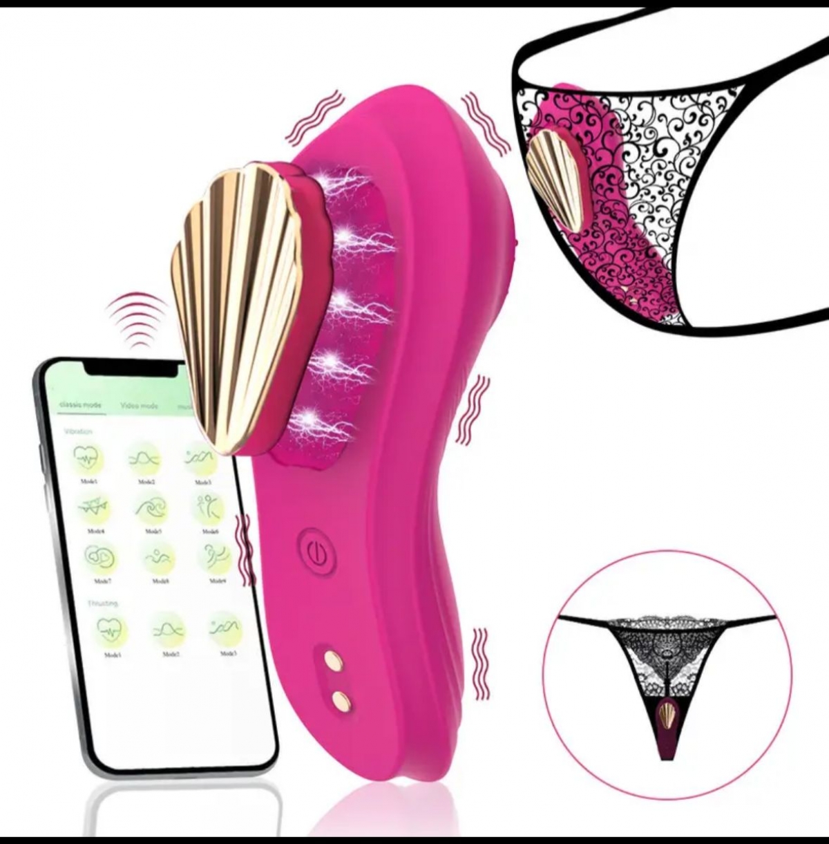 Vibrador para bragas con control remoto y aplicación, 9 vibraciones